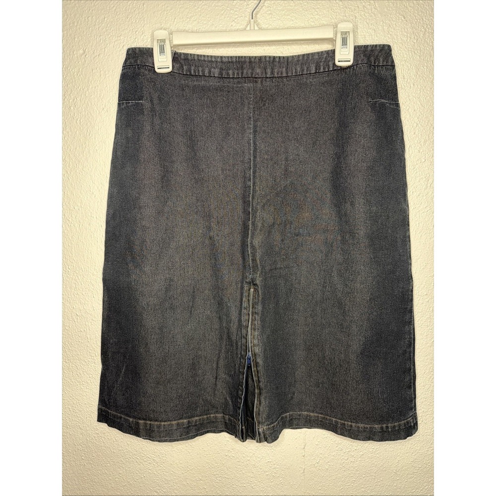 Skirt Size 14 Halogen Jean Blue Denim Straight Stretch Knee Zip Back
